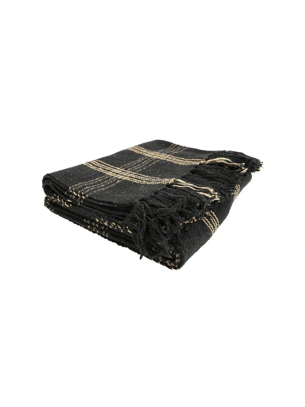 Black and Tan Plaid Throw 100% Cotton 60x50”